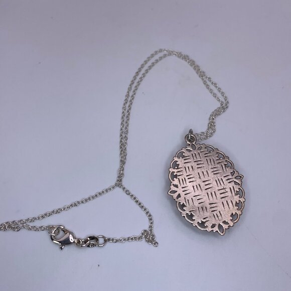 925 SILVER 18" CHAIN WITH ORANGE STONE PENDANT - Picture 6 of 6